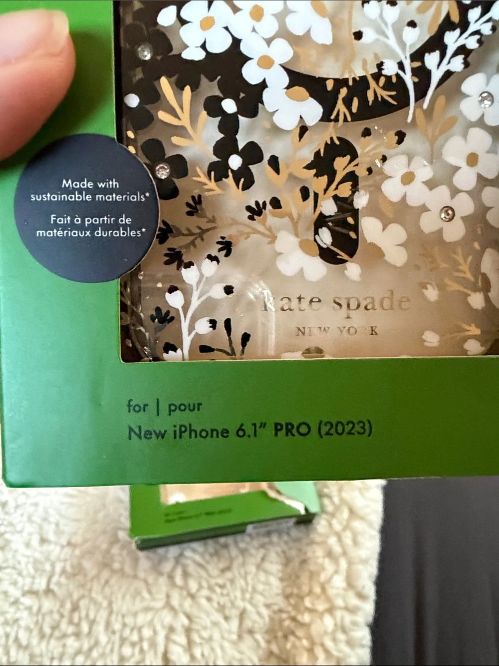 kate spade iPhone 15 Pro Floral MagSafe Case - Gold & Black Options